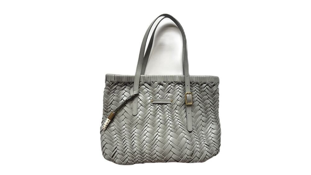 Kempton & Co Woven Bag Grey Leather New